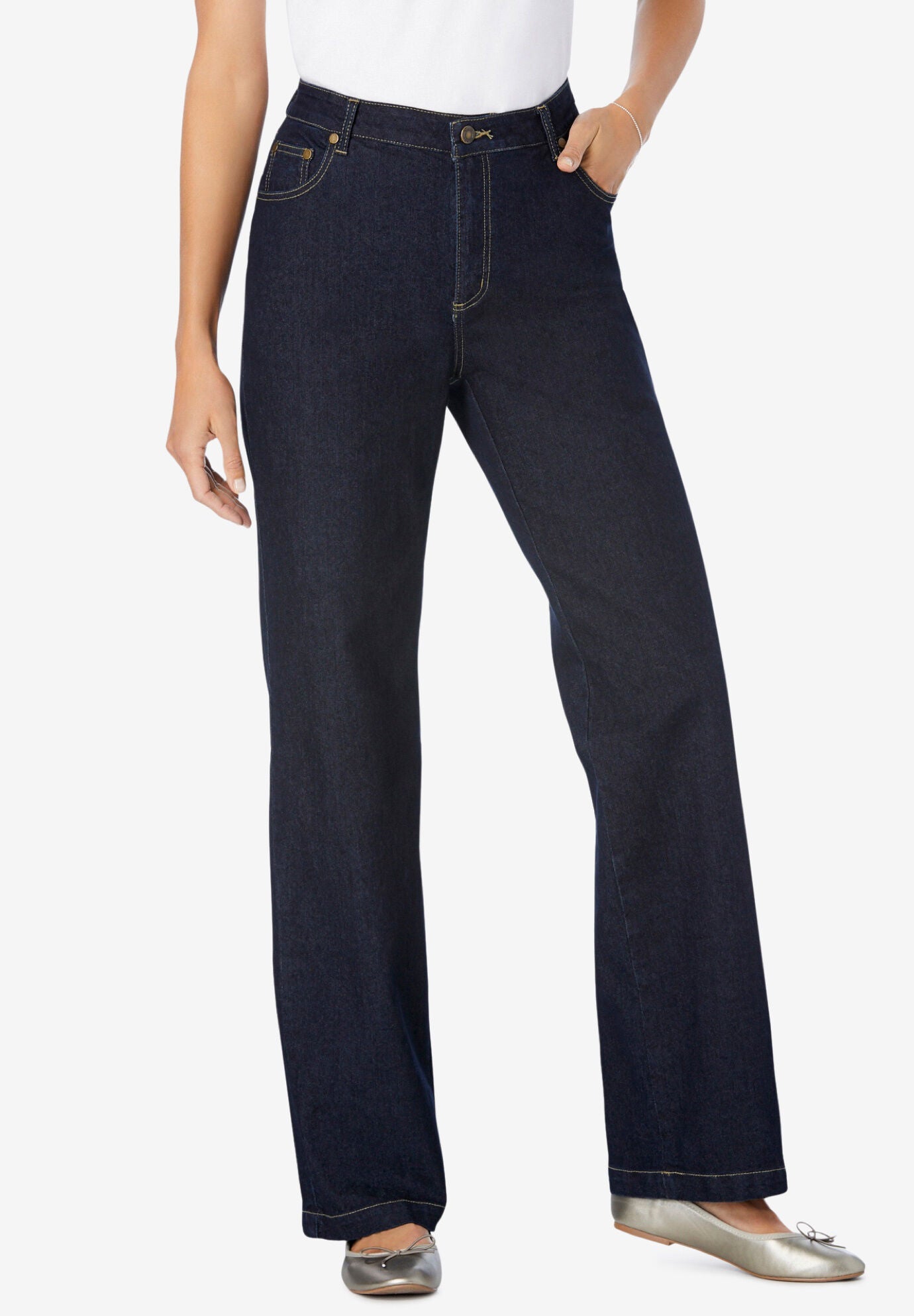 Wide leg stretch jeans