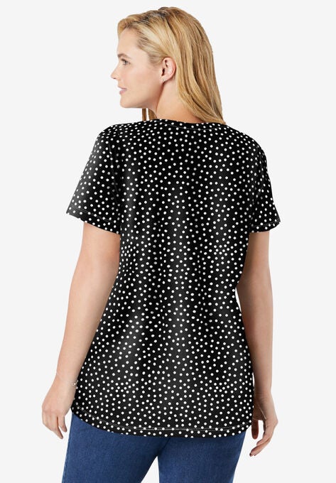 Perfect Printed Short-Sleeve Scoopneck Tee, , on-hover image number null