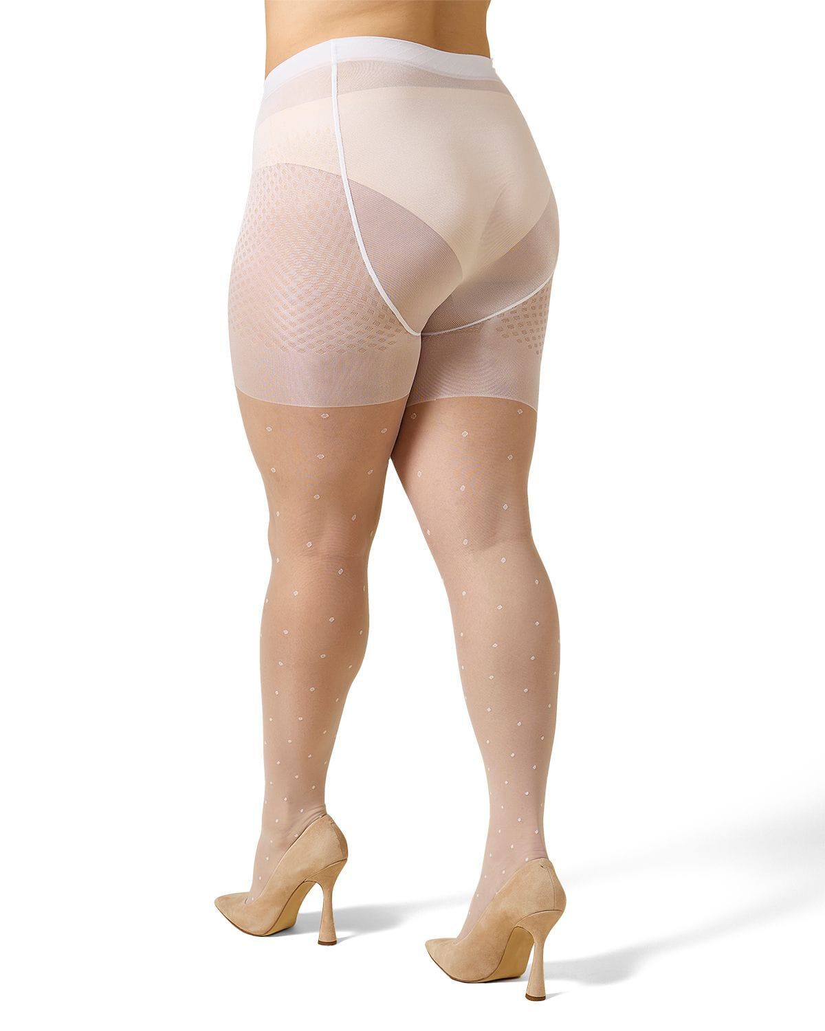 Women&#39;s Elegance Sheer Allover Dot Control Top Pantyhose, BIANCO, alternate image number 2