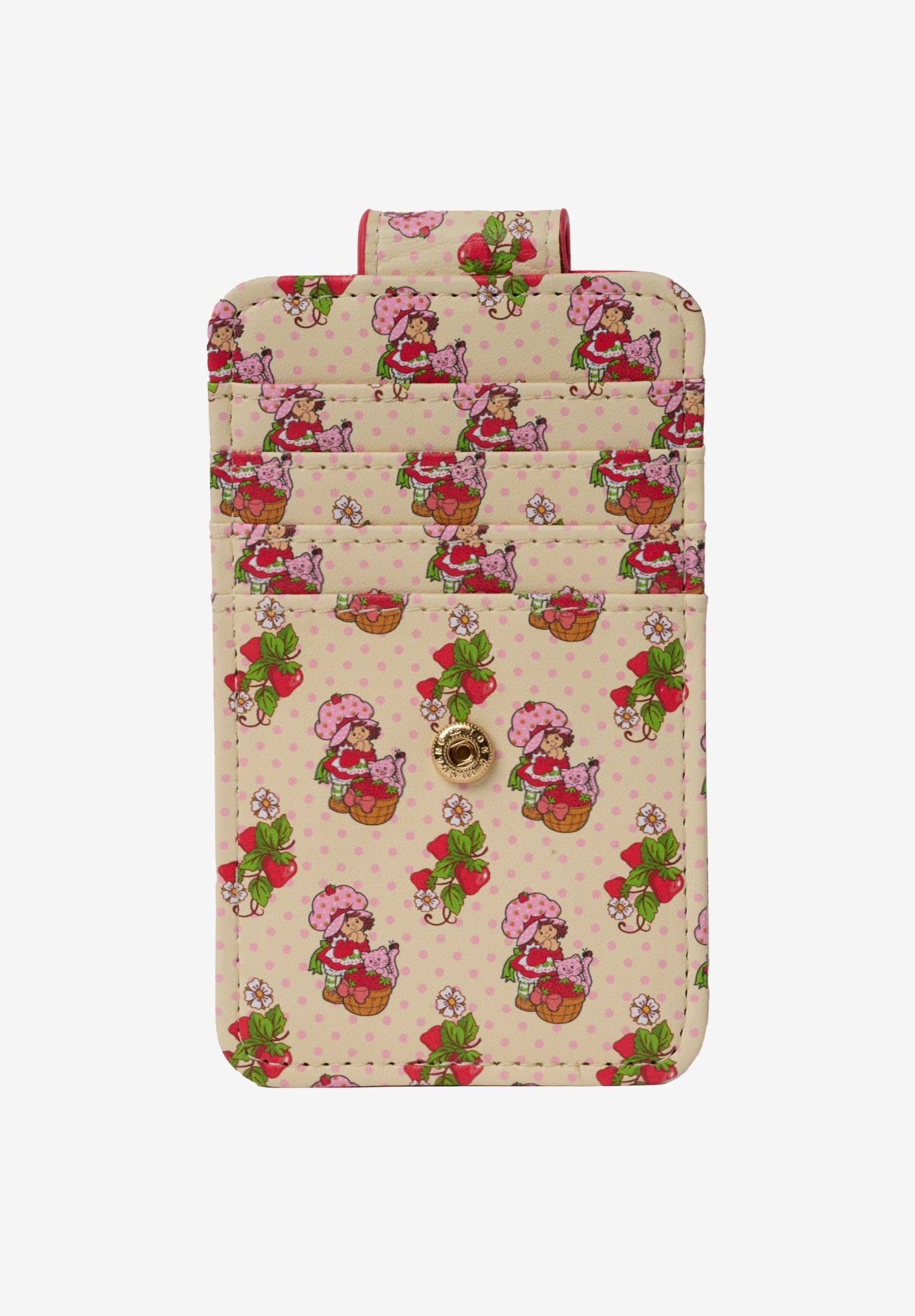 Womens Strawberry Shortcake Card Holder Wallet Button Snap Closure, RED, alternate image number 3