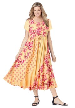 Mixed Print Maxi Dress