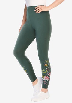 Stretch Cotton Embroidered Legging