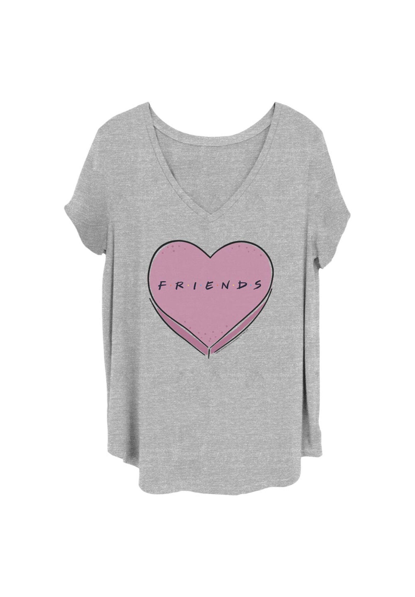Friends Candy Heart V-Neck T-Shirt, HEATHER GREY, hi-res image number 0