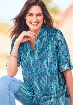 Pintucked Button Down Gauze Shirt