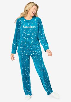 Dreams & Co. ® Velour Pajama with FREE Fuzzy Socks