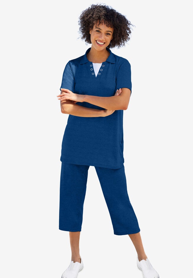 2-Piece 2-Fer Polo Set, EVENING BLUE, hi-res image number 0