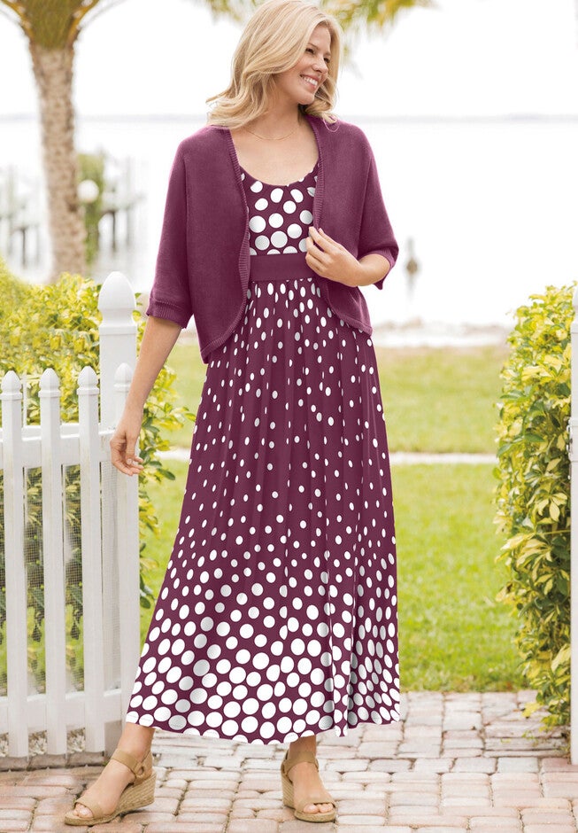 BandedWaist Print Maxi Dress Woman Within