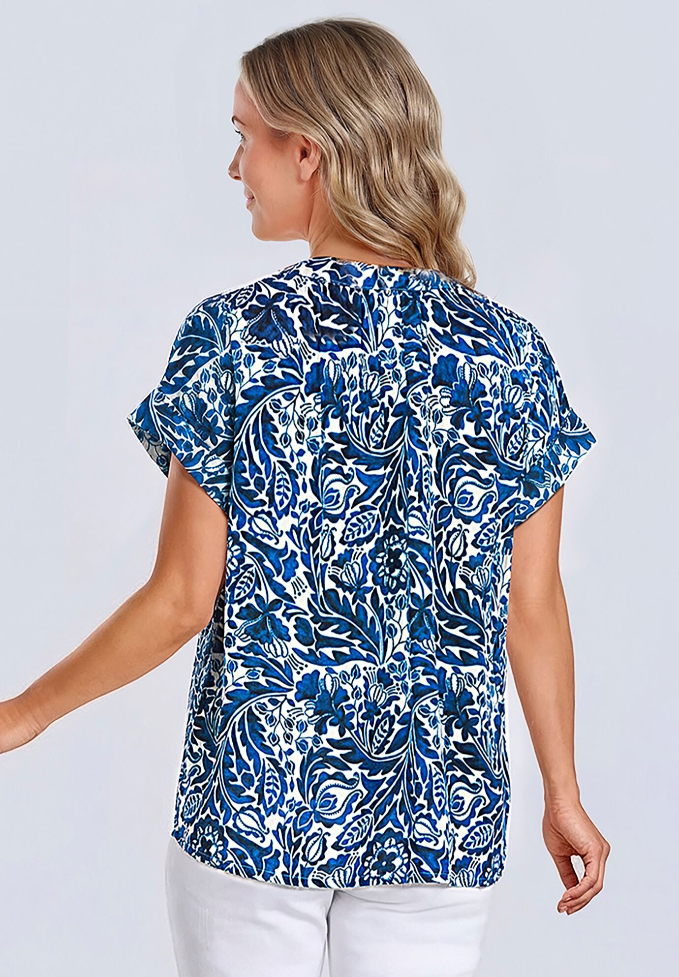 Relaxed Campshirt, WHITE BLUE BATIK, on-hover image number 1