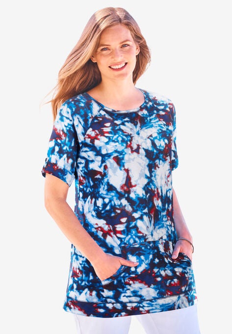 Americana Kangaroo Pocket Tee, NAVY TIE-DYE, hi-res image number null
