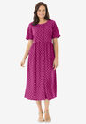 Button-Front Essential Dress, RASPBERRY POLKA DOT, hi-res image number null