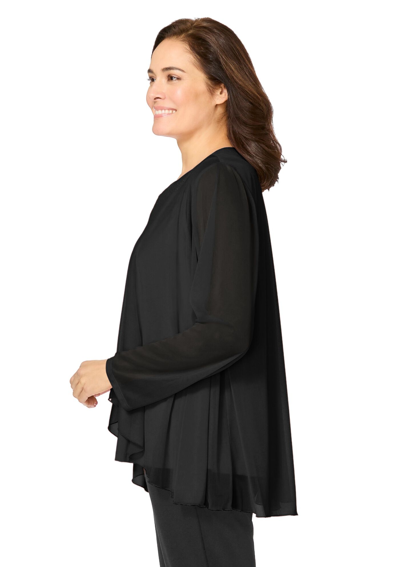2-piece Sheer Jacket Set, BLACK, alternate image number 2