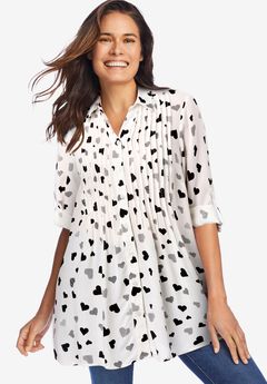Rayon 7-Day Pintucked Tunic Blouse