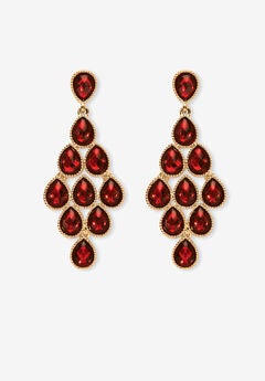 Gold Tone Pear Cut Simulated Birthstone Earrings