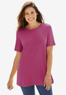 Perfect Short-Sleeve Crewneck Tee, RASPBERRY, hi-res image number null