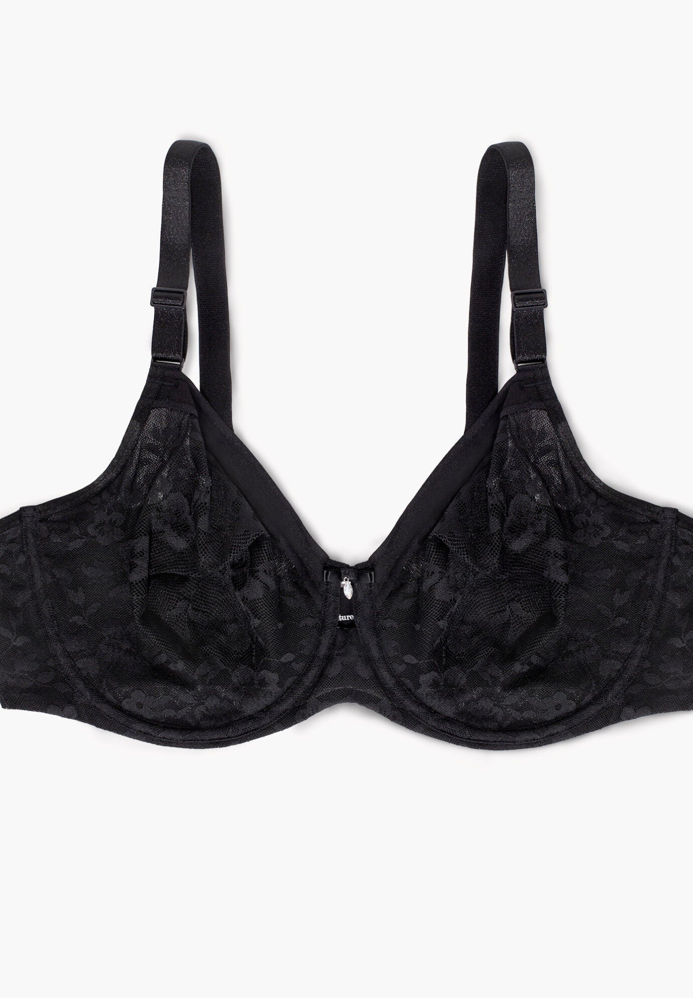 No Show Lace Full Coverage Unlined Underwire Bra, BLACK HUE, alternate image number 3