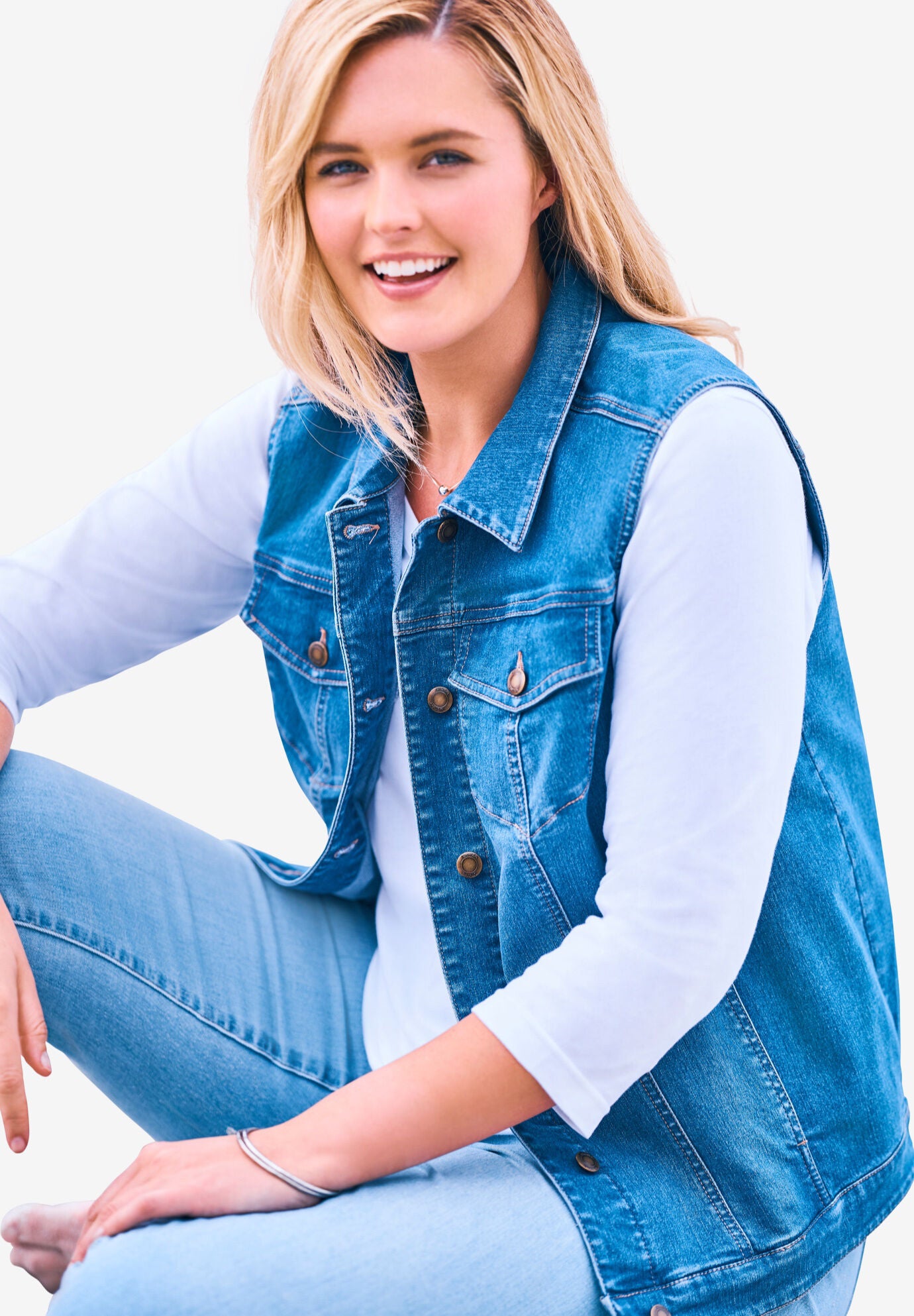 Women's plus size jean vest on sale