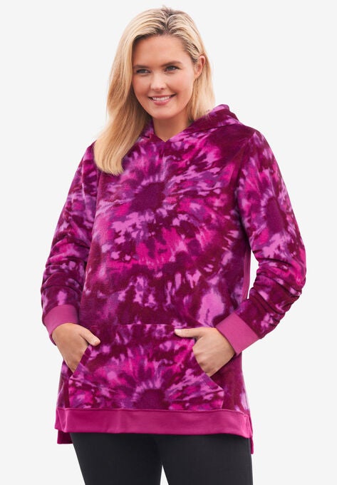 Microfleece Hoodie, DEEP CLARET FUN TIE DYE, hi-res image number null