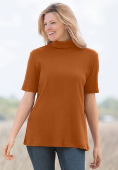 Ribbed Short Sleeve Turtleneck