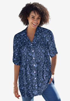 Rayon 7-Day Pintucked Tunic Blouse