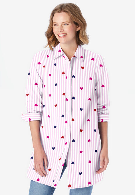 Perfect Long-Sleeve A-line Tunic, STRIPED MULTI HEART, hi-res image number null