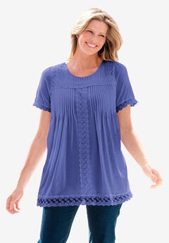 Lace-Trim Pintucked Tunic