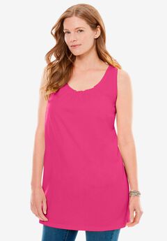 Perfect Sleeveless Shirred U-Neck Tunic