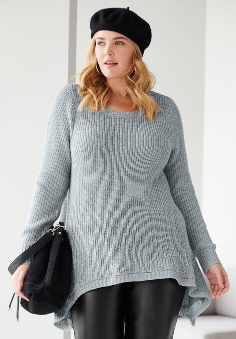 Shark Bite Pullover Tunic Sweater, GUNMETAL, hi-res image number null
