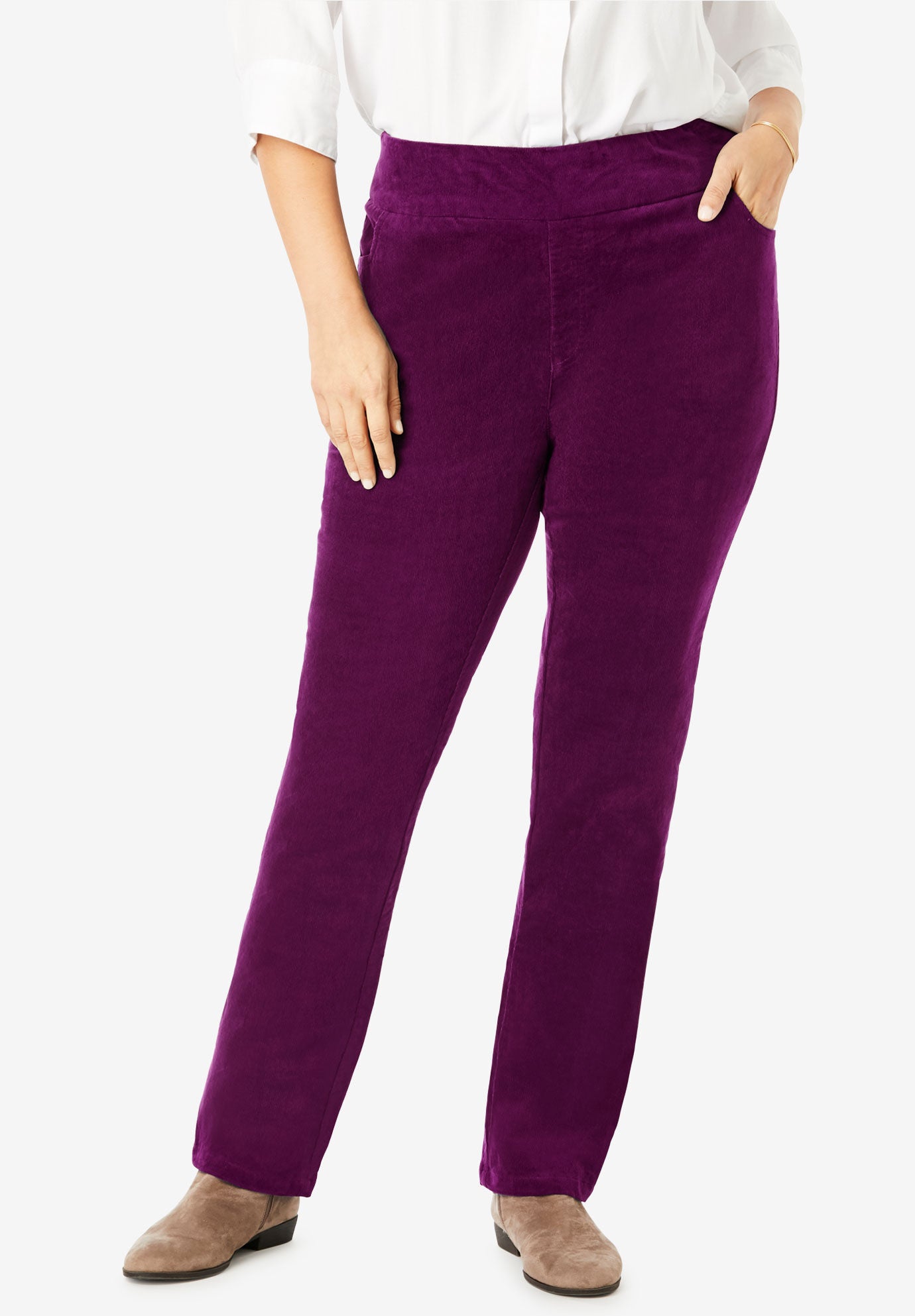 woman within corduroy pants