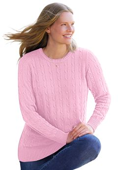 Cable Knit Pullover Crewneck Sweater