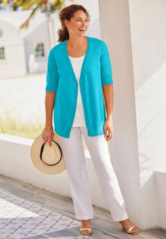 Lightweight Short Sleeve V-Neck Cardigan Sweater