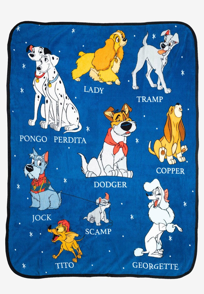 Disney Dogs Throw Blanket 46 inches x 60 inches Plush Lady & The Tramp Jock Dodger Copper, MULTI, hi-res image number 0