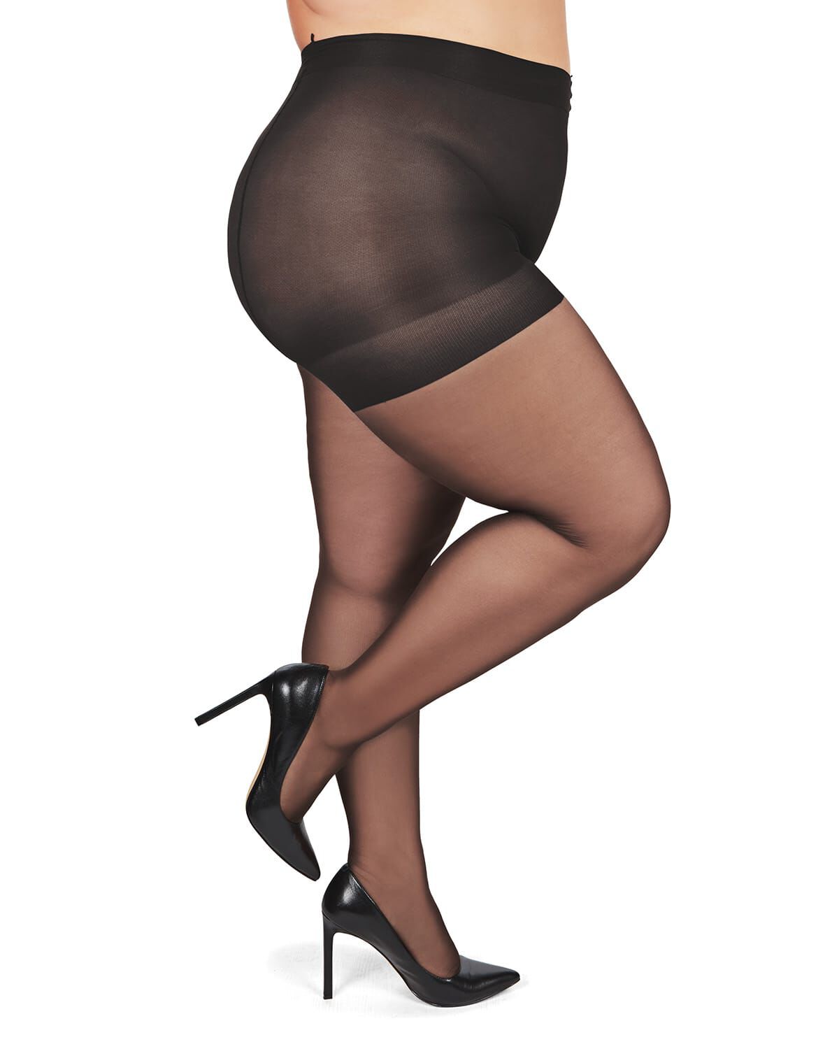 Women&#39;s Curvy All Day Sheer Control Top Pantyhose, OFF BLACK, hi-res image number 0