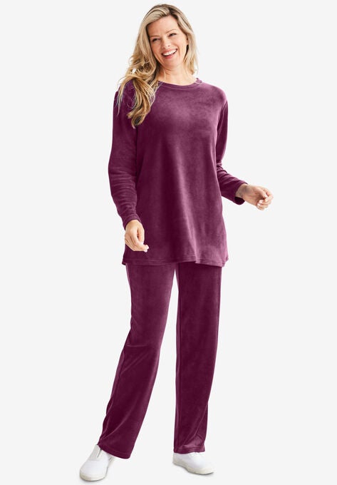 2-Piece Velour Set, DEEP CLARET, hi-res image number null