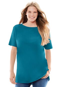 Perfect Short-Sleeve Boatneck Tunic