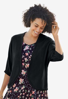Rib Trim Cardigan Shrug
