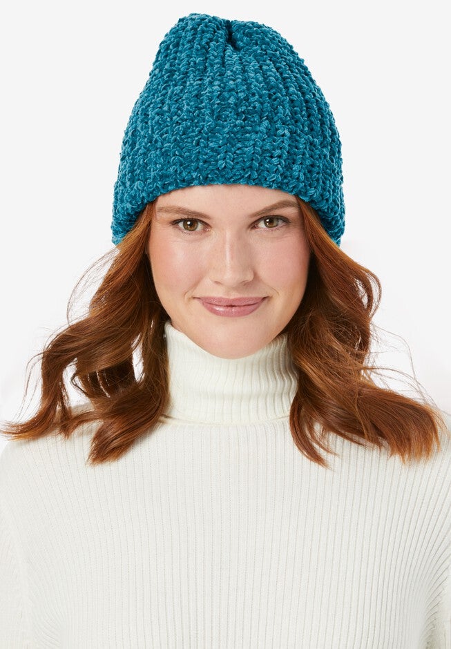 Chenille Winter Hat, DEEP TEAL, hi-res image number 0