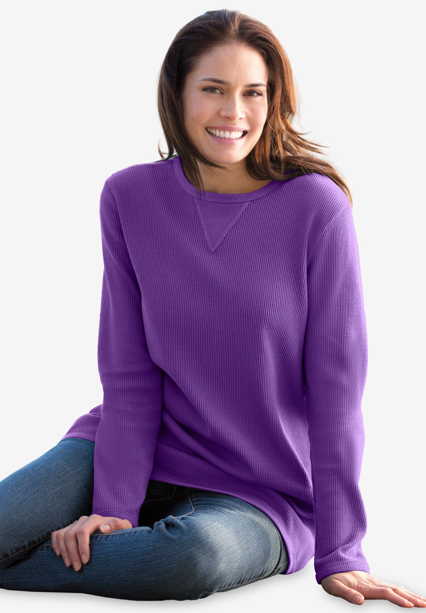Woman within thermal sweatshirt clearance