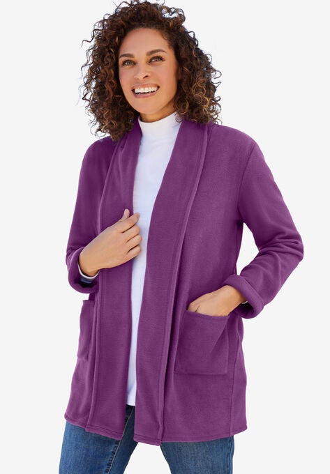 Microfleece Cardigan, PLUM PURPLE, hi-res image number null