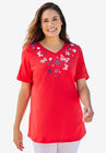 Cuffed Americana Print Tee, VIVID RED BUTTERFLY STAR, hi-res image number null