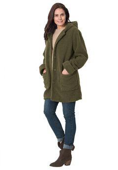 Short Hooded Berber Fleece Jacket
