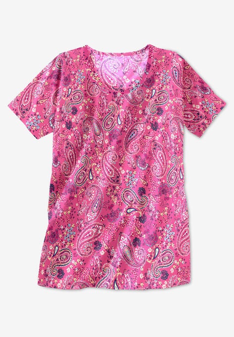 Perfect Printed Short-Sleeve Scoopneck Tee, , alternate image number null