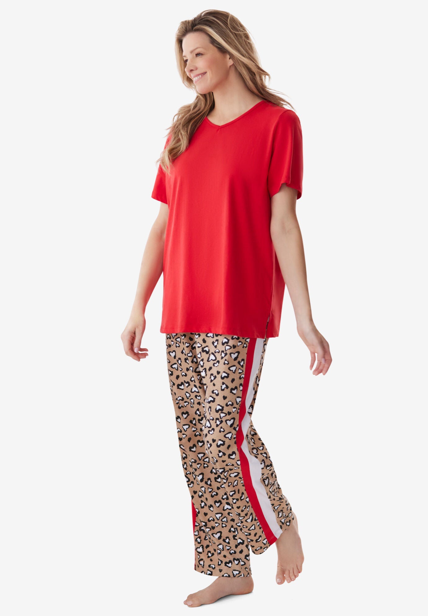 2 Piece Pajama Set with Side Stripes 4485369 Woman Within