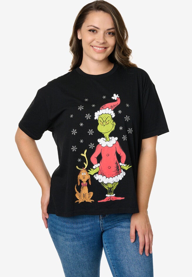 The Grinch & Max Christmas T-Shirt Black, BLACK, hi-res image number 0