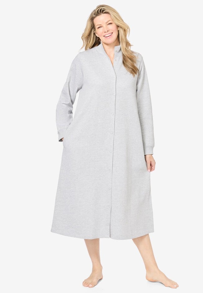 Only Necessities® Fleece Snap-Front Robe | Woman Within