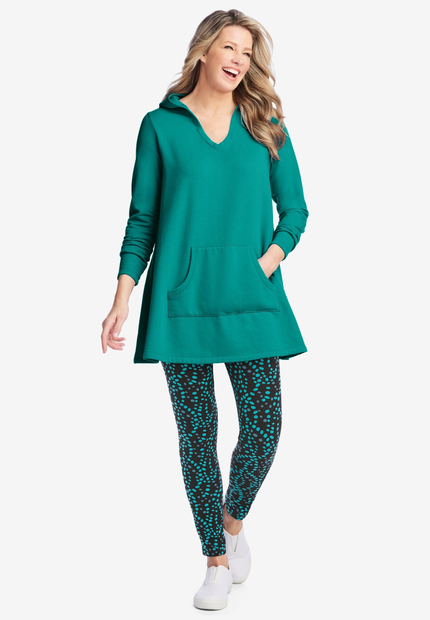 Plus size hooded tunic top