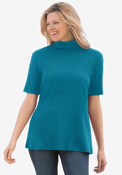 Ribbed Short Sleeve Turtleneck