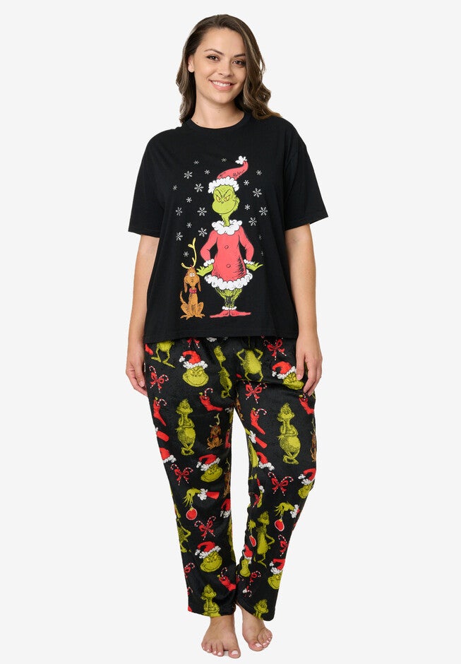 The Grinch T-Shirt & Plush Pajama Pants, BLACK, hi-res image number 0