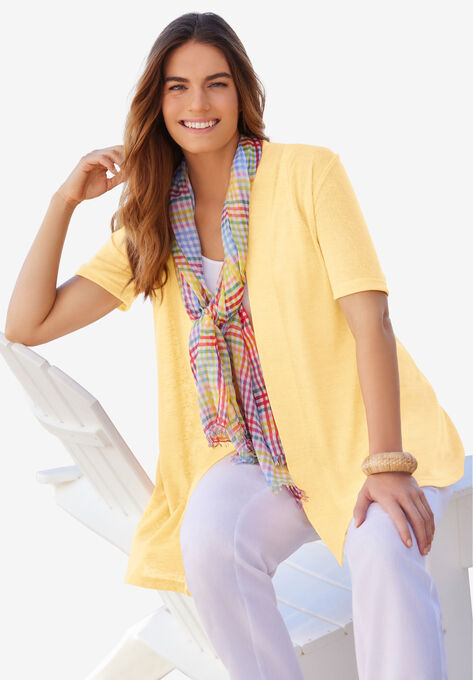 Lightweight Open Front Cardigan, BANANA, hi-res image number null