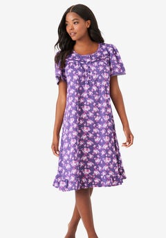 Short Floral Print Cotton Gown