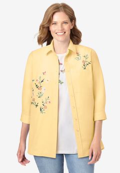2-Piece Embroidered Poplin Tunic and Tee Set